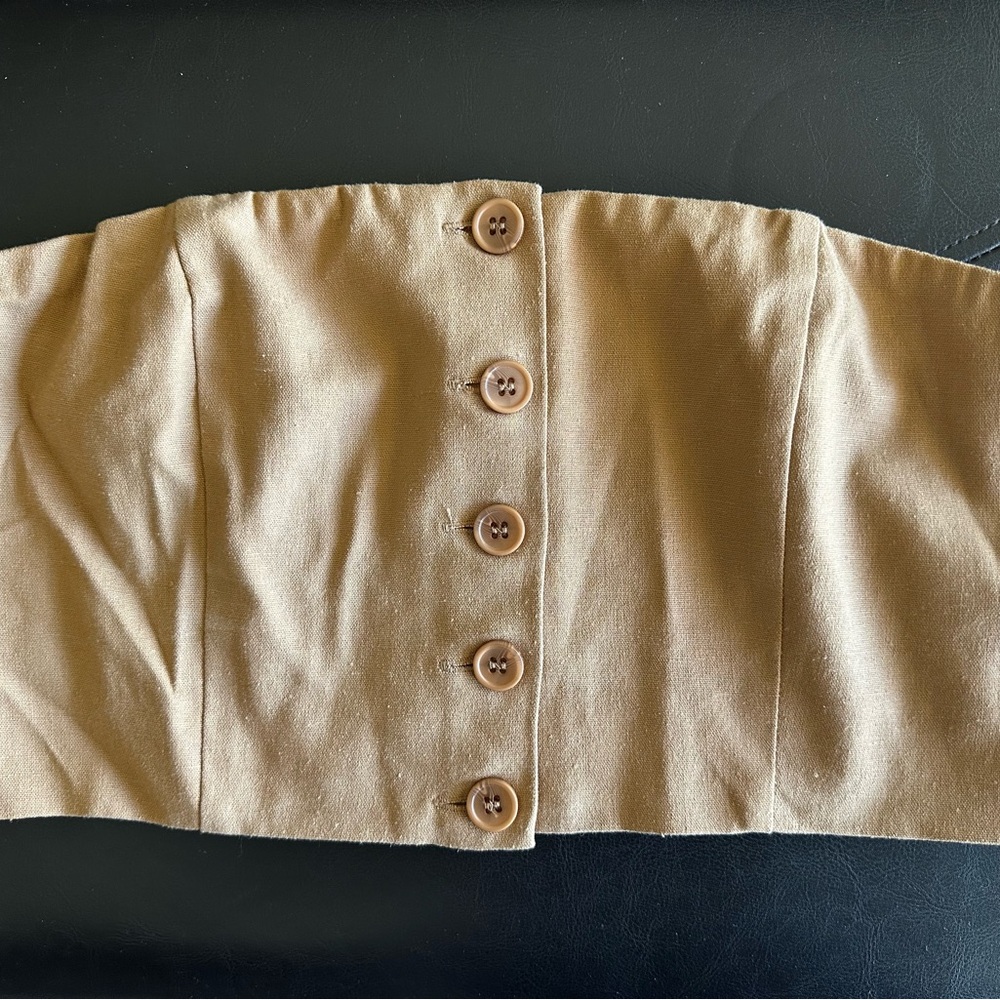 Forever 21 Tan Button-Up Bandeau Crop Top